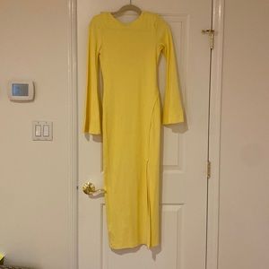 The drop- High low luxxe yellow ribbed maxi dress size small